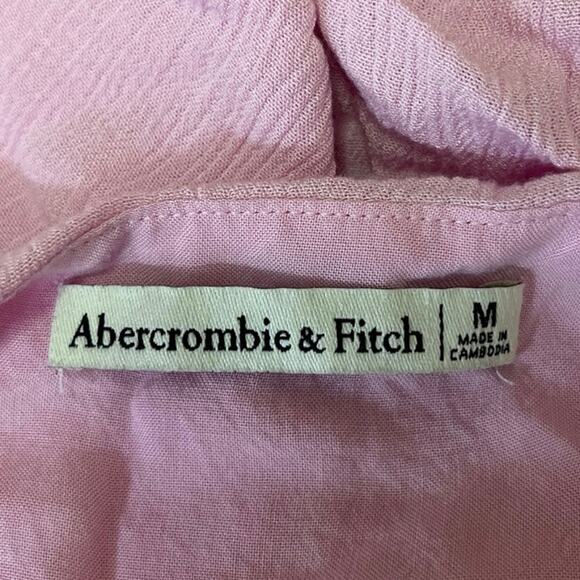 Abercrombie & Fitch Pink Twist Front V-Neck Flutter Sleeve Crop Top Blouse Sz M - Picture 3 of 4